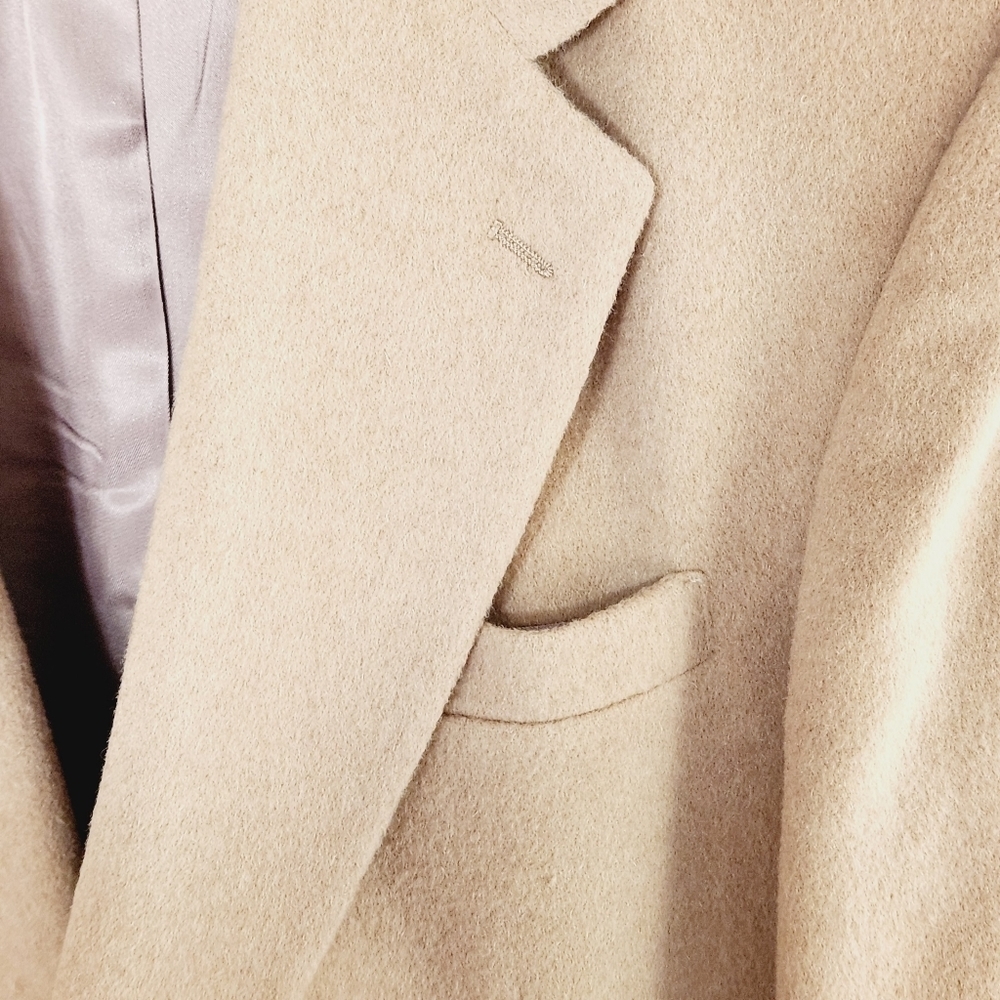 stafford Mens Beige Single Breasted Classic Fit Wool & Camel Hair Blend Blazer - Picture 5 of 11